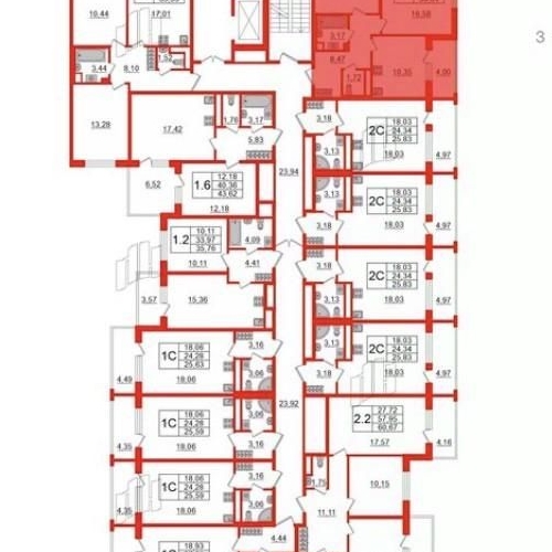 2-комн квартира проспект Ветеранов, 210