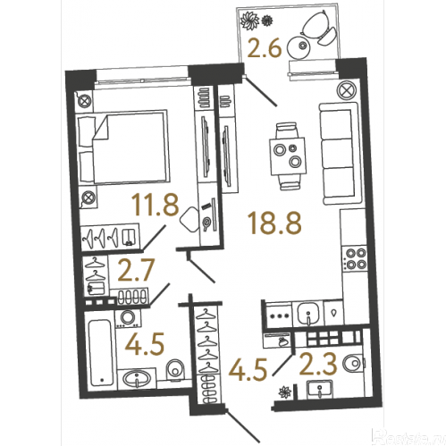 1-комн квартира Зеленогорск г, Ленина пр-кт