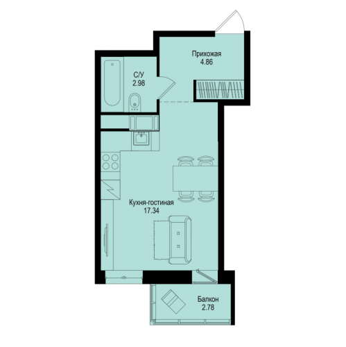 Студия Новосергиевка д., Ленинградская ул.,  к. 1-5