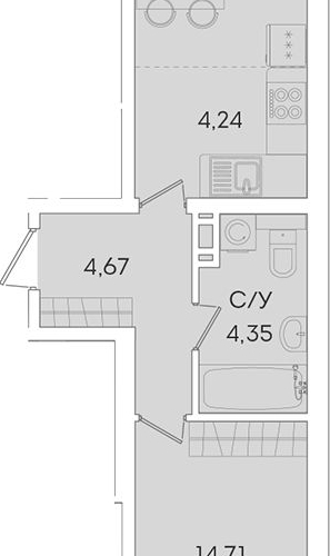 1-комн квартира Мурино, улица Графская, 6к1