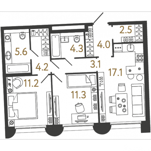 2-комн квартира Зеленогорск г, Ленина пр-кт