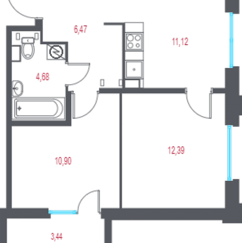 2-комн квартира Пушкин г., 1-я линия, территория Лесное,  к. 1.3