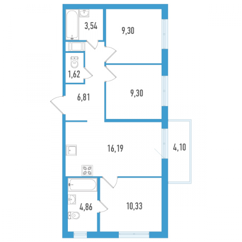 3-комн квартира Шушары п., Окуловская ул.,  к. 1