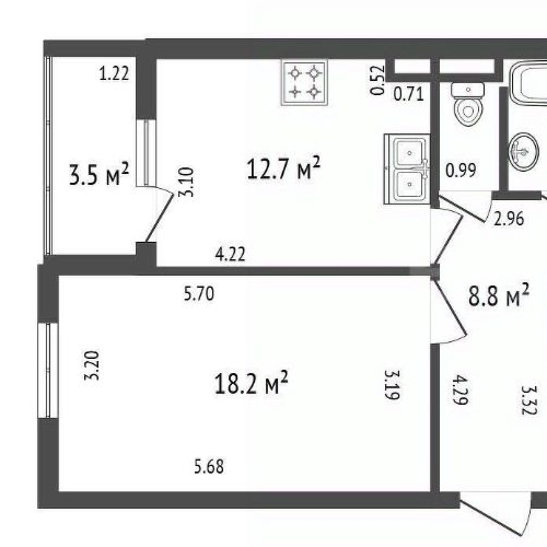 2-комн квартира Сестрорецк, улица Гагаринская, 77к1