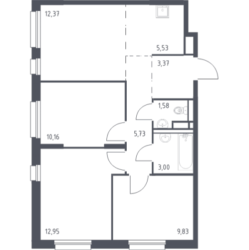 2-комн квартира Мурино п., Ручьёвский пр-кт,  к. 1.3