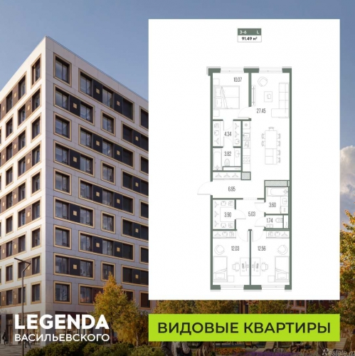3-комн квартира Кожевенная линия, 2